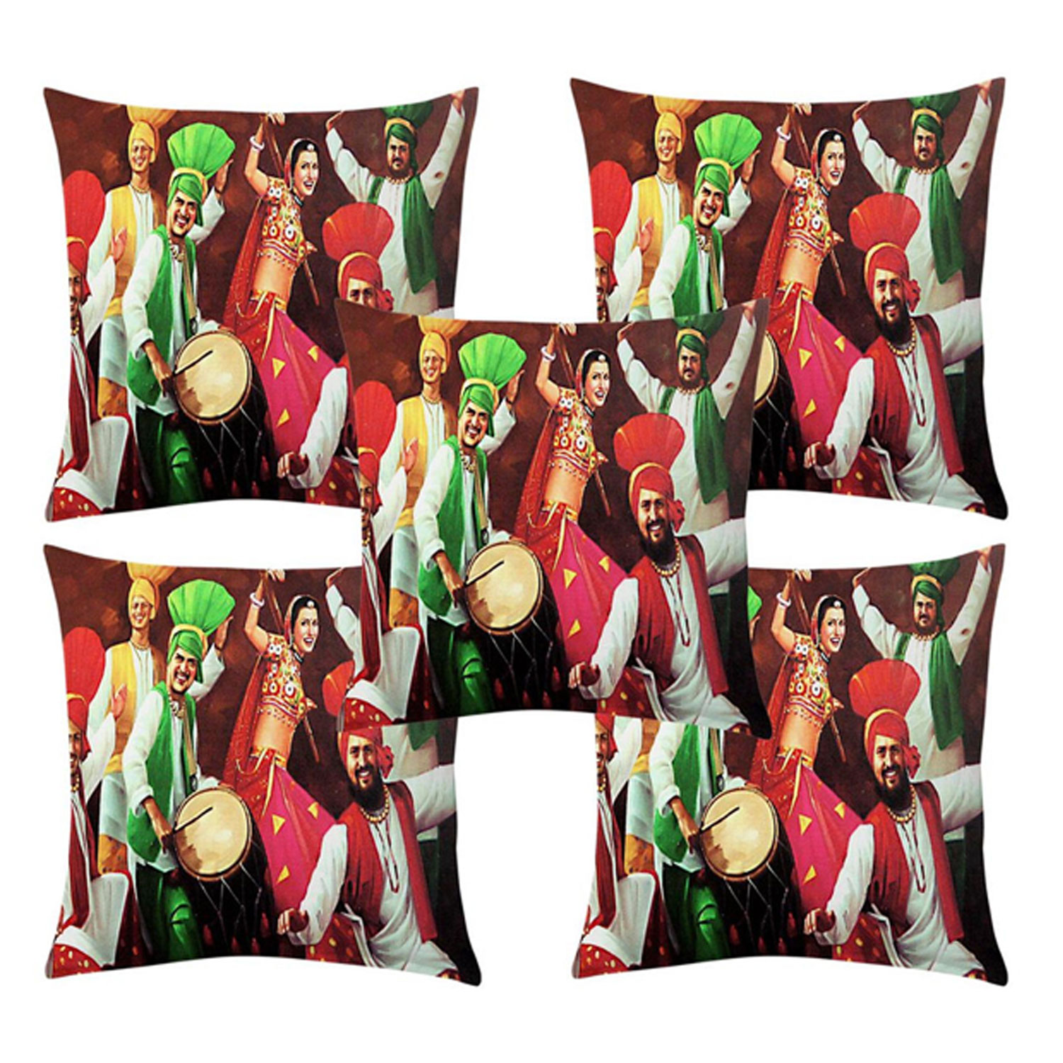 HOMDAZAL Digital  Printed Heavy Jute Cushion Covers Pack of  5 | 16*16 inch