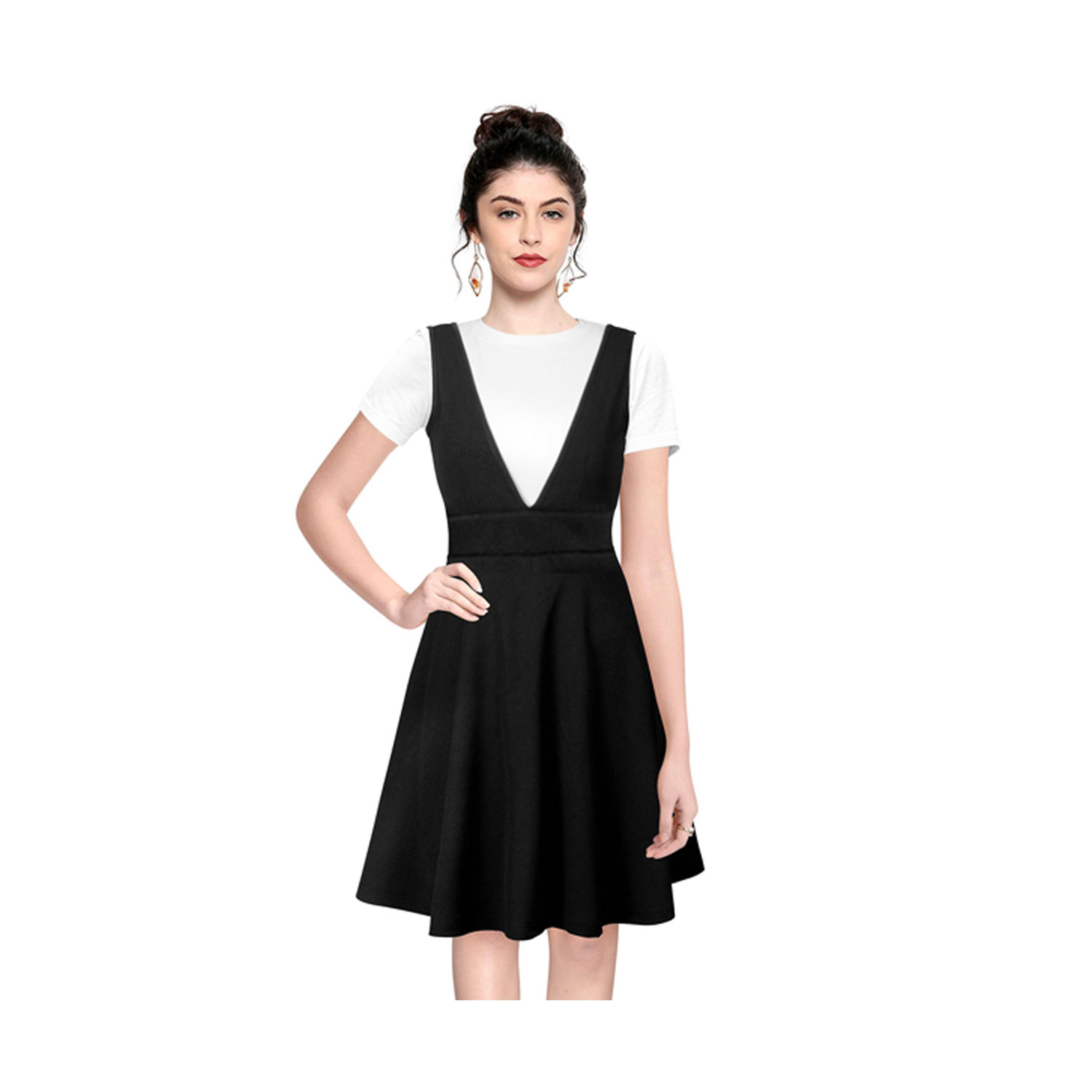 Black Elegant Short Sleeve Waist Hepburn Style Dress