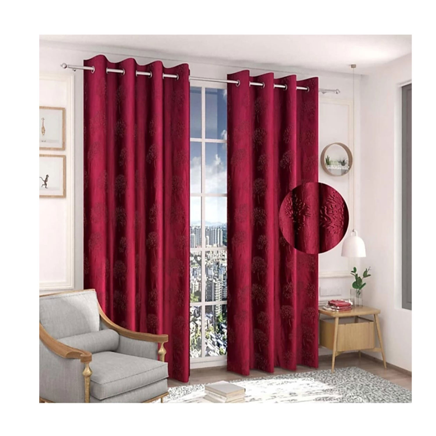 WI INDIA INTERNATIONAL LATEST EMBOSS BULLET CURTAINS SET OF 2