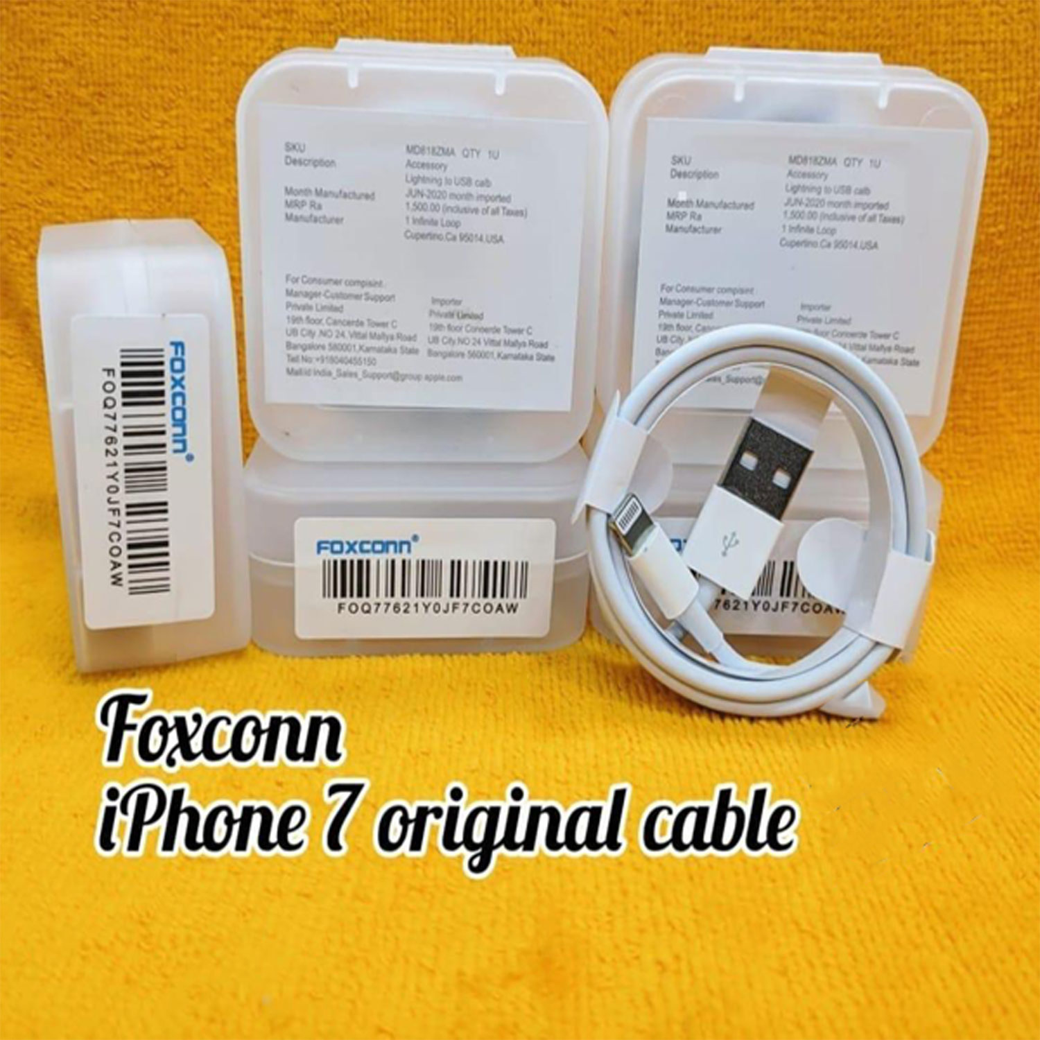 FOXCONN iPhone 7 Original Cable (Length - 1 M) (Data Transfer - Yes)