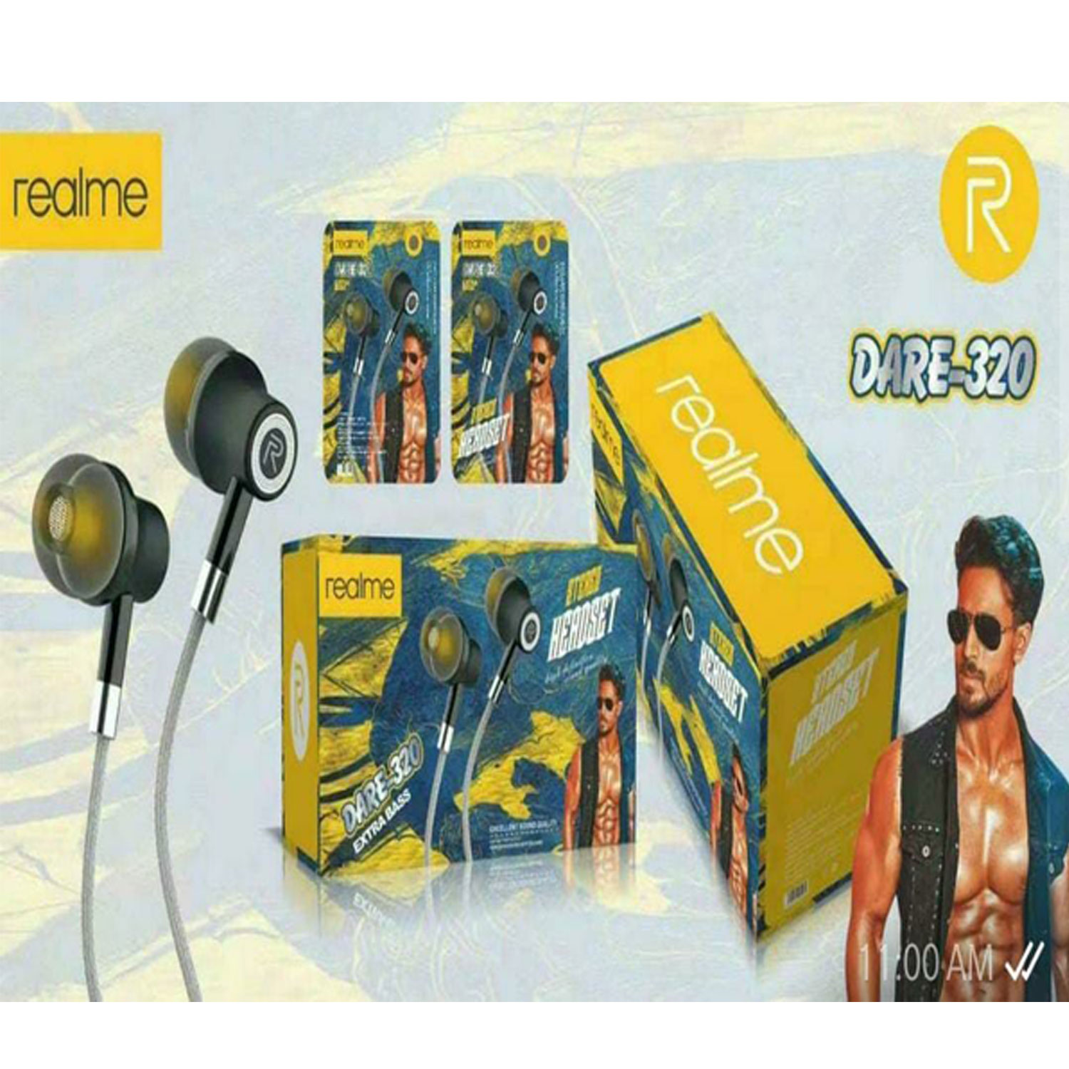 Realme Dare-320 Series Wired in the Ear (With mic - Yes, Black & Gray) | Pack of 20 