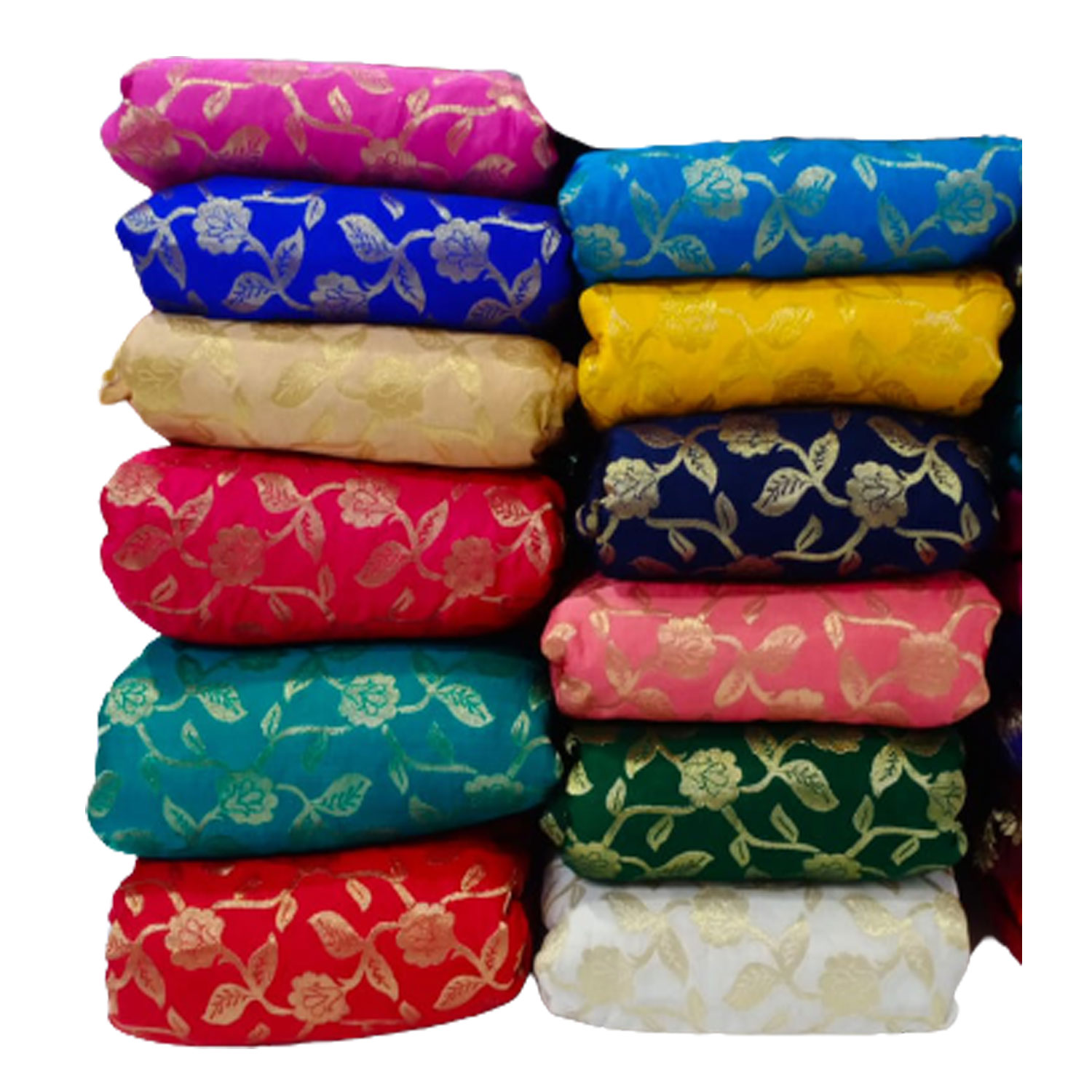 Silk Jaquard Fabric, Multi Color (20 Meter)