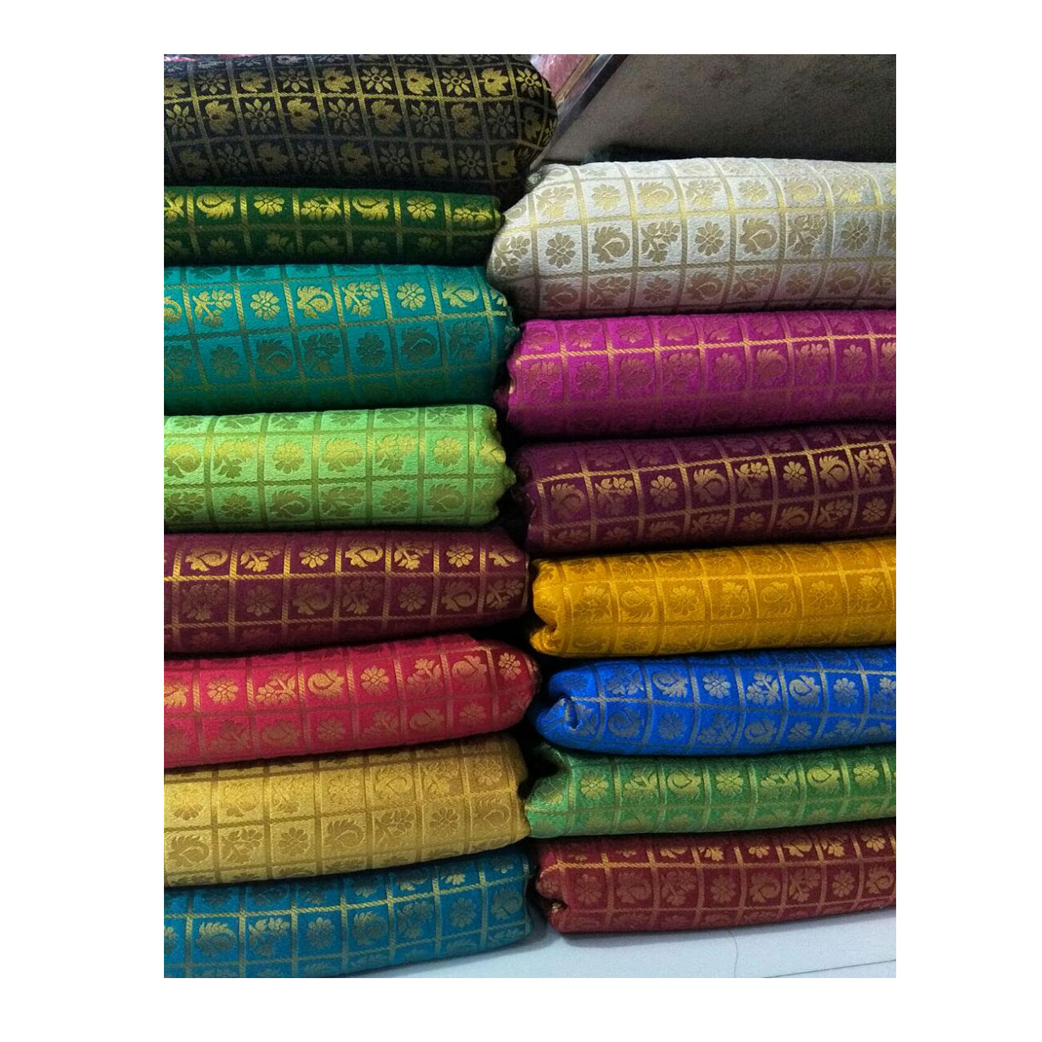 Silk Jacquard Fabric, Multicolor (20 Meter)