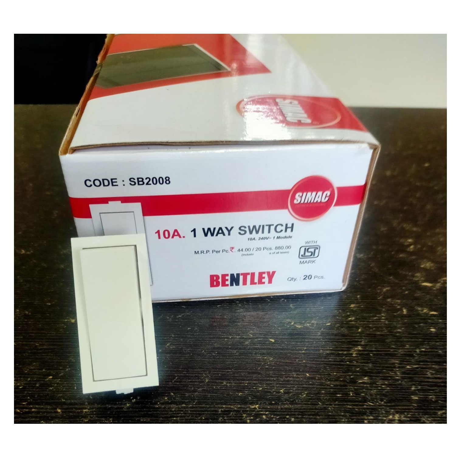 SIMAC 10AMP. BENTELY SWITCH |  PACK OF 20