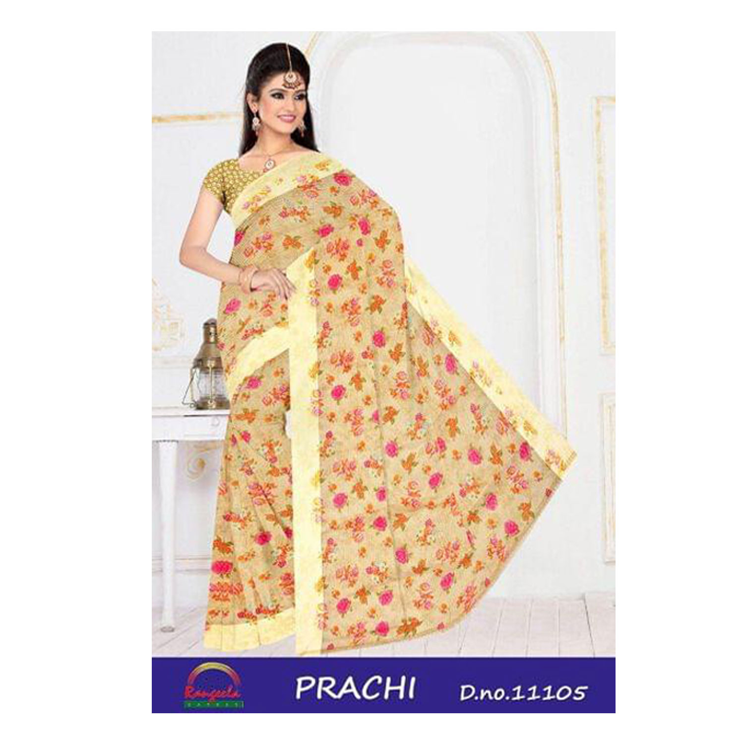 RANGEELA Women's Varly Checks Prachi Saree |D.No - 11105 | Pack of 8