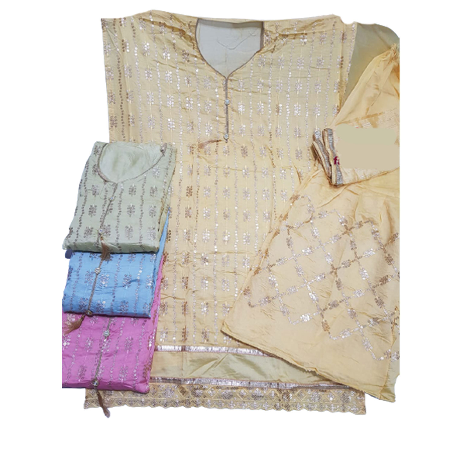 Women Lichi Top Suit Sharara with fancy Dupatta (PACK OF 4)