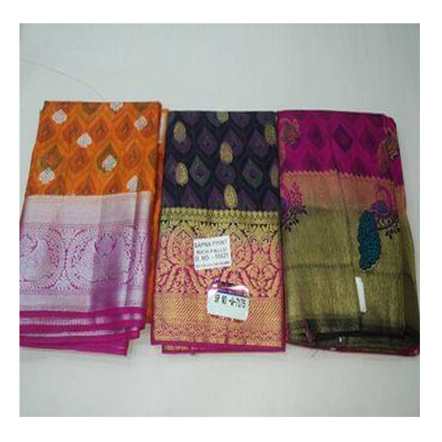  Women's Silk Cotton Weaving Work Sapna Print Saree |D.NO - W-7175| Pack of 3