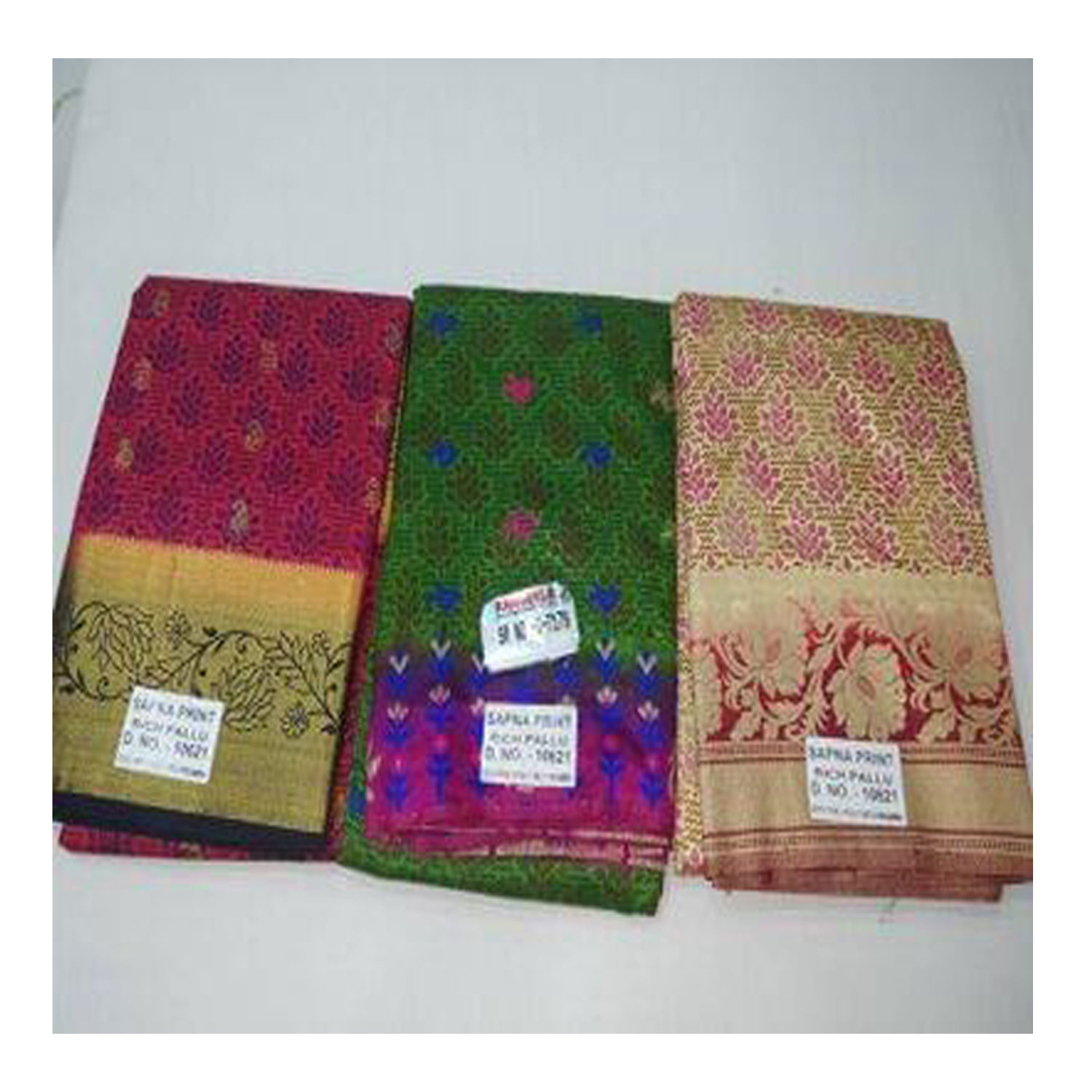  Women's Silk Cotton Weaving Work Sapna Print Saree |D.NO - W-7179| Pack of 3