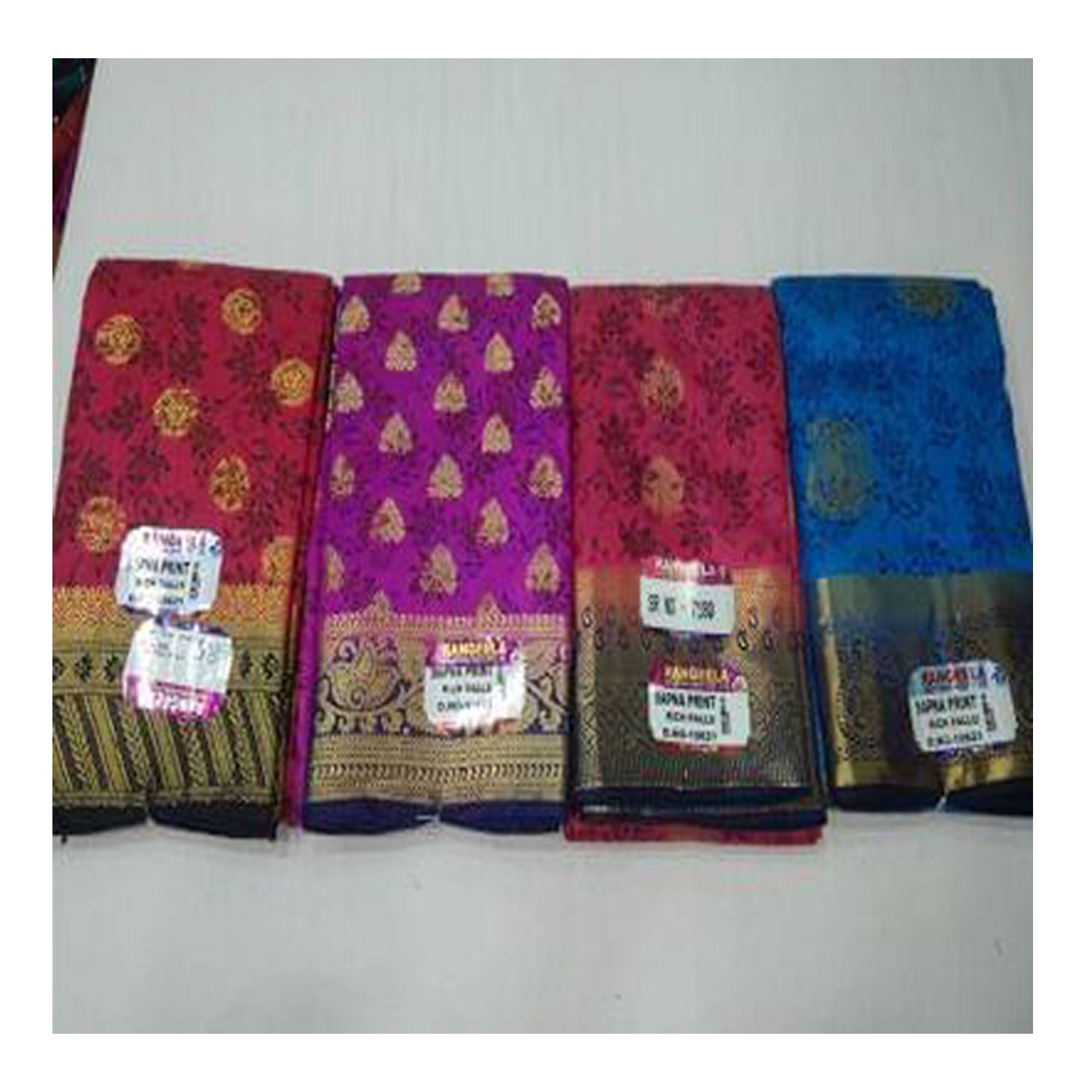  Women's Silk Cotton Weaving Work Sapna Print Saree |D.NO - W-7180| Pack of 4