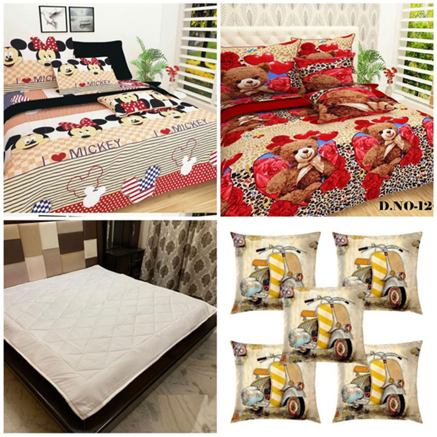 HOMDAZAL Combo of 2 Pcs 3D Printed Double Bedsheet & 1 Pcs Mattresses Cover & 5 Pcs Cushion Covers Set |Pack of 1