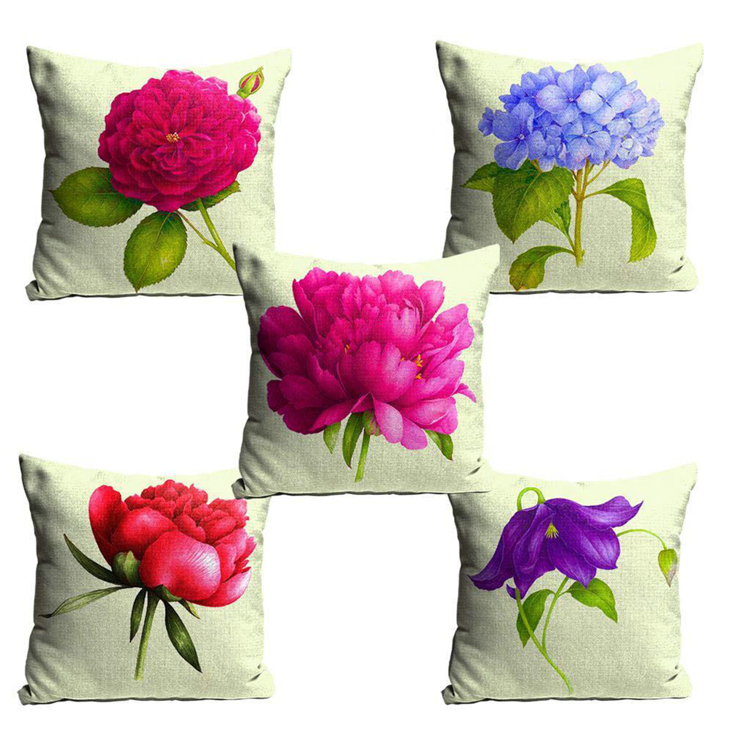 IndianOnlineMall set of 5 Jute Cushion Cover(16x16 inch)