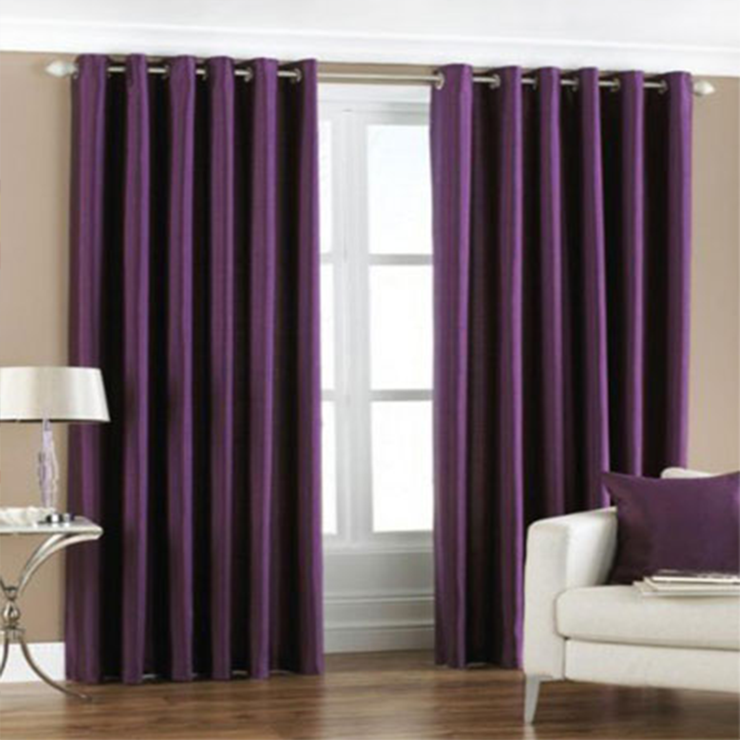 IndianOnlineMall Plain Polyester Crush Curtain(4x7ft)
