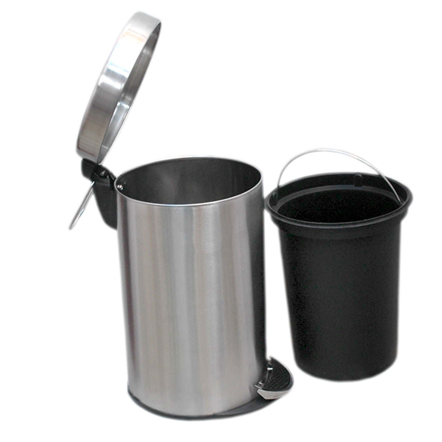 Bala Ji 22 L Stainless Steel Plain Pedal Dustbin with Plastic Bucket, SilverÂ 