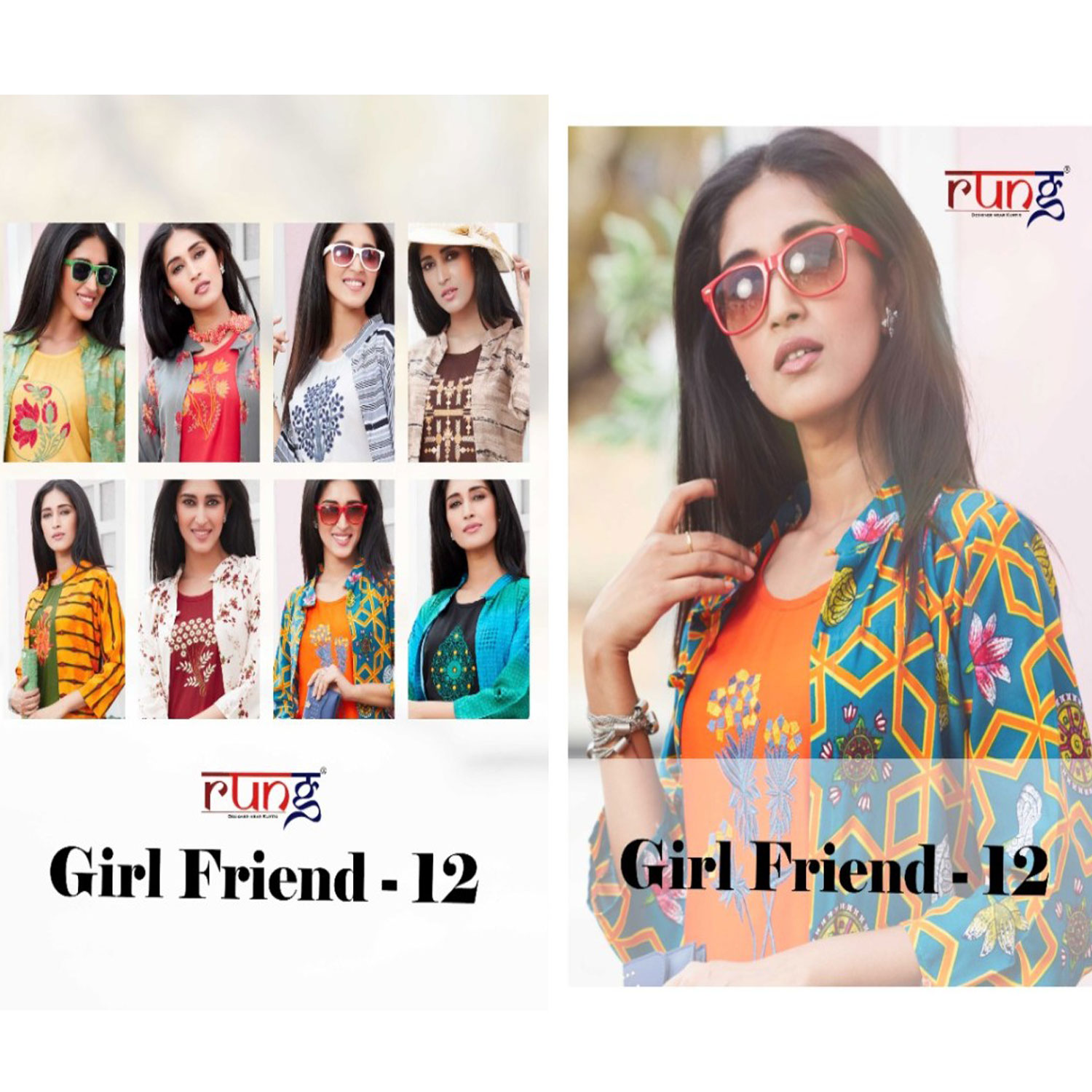 Women's Heavy Printed Rayon With Plain Rayon Inner With Embroidery Work | Girl Friend - 12 | Pack of 8