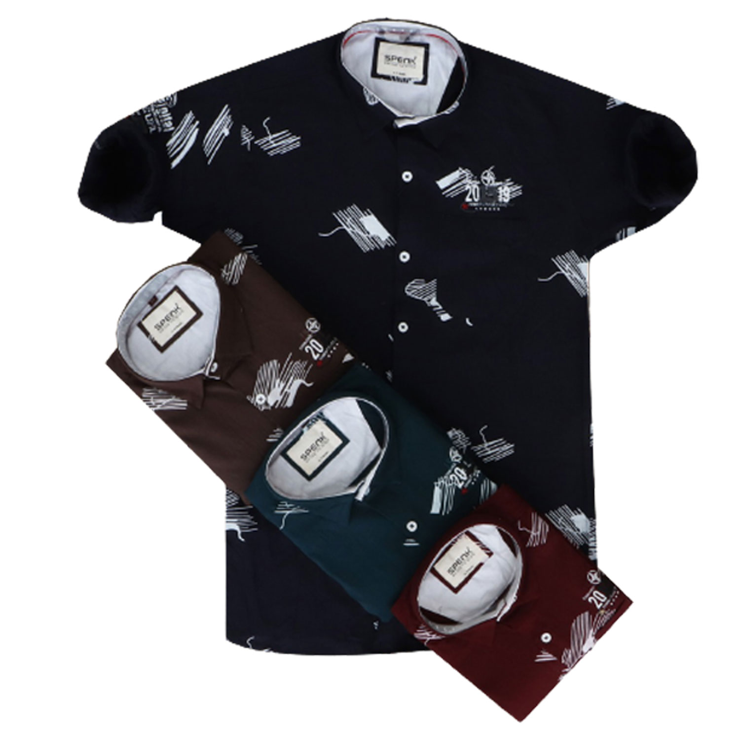 Spenk Men's Twill Print Shirt | Multicolor | (Pack Of 12)