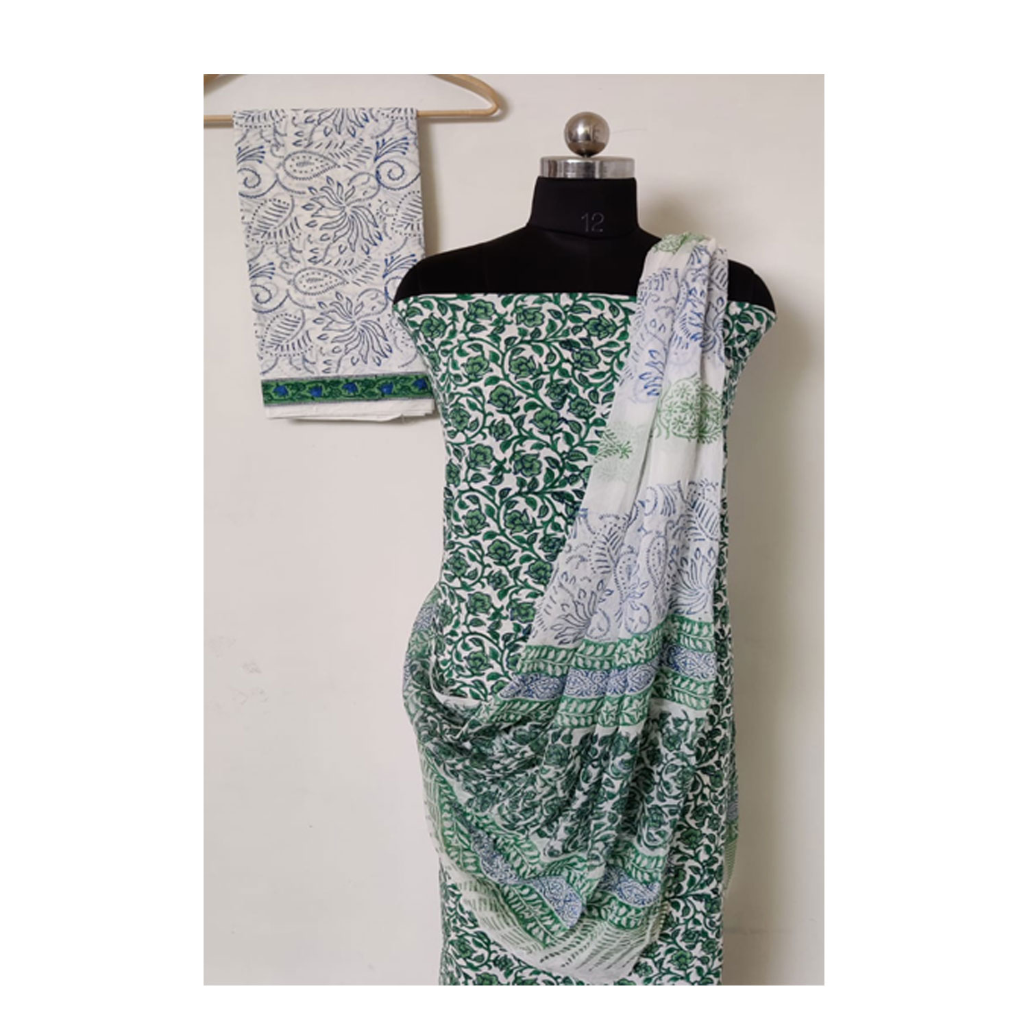 Exclusive Hand Block Print Cotton Suits Sets With  Chiffon Dupatta