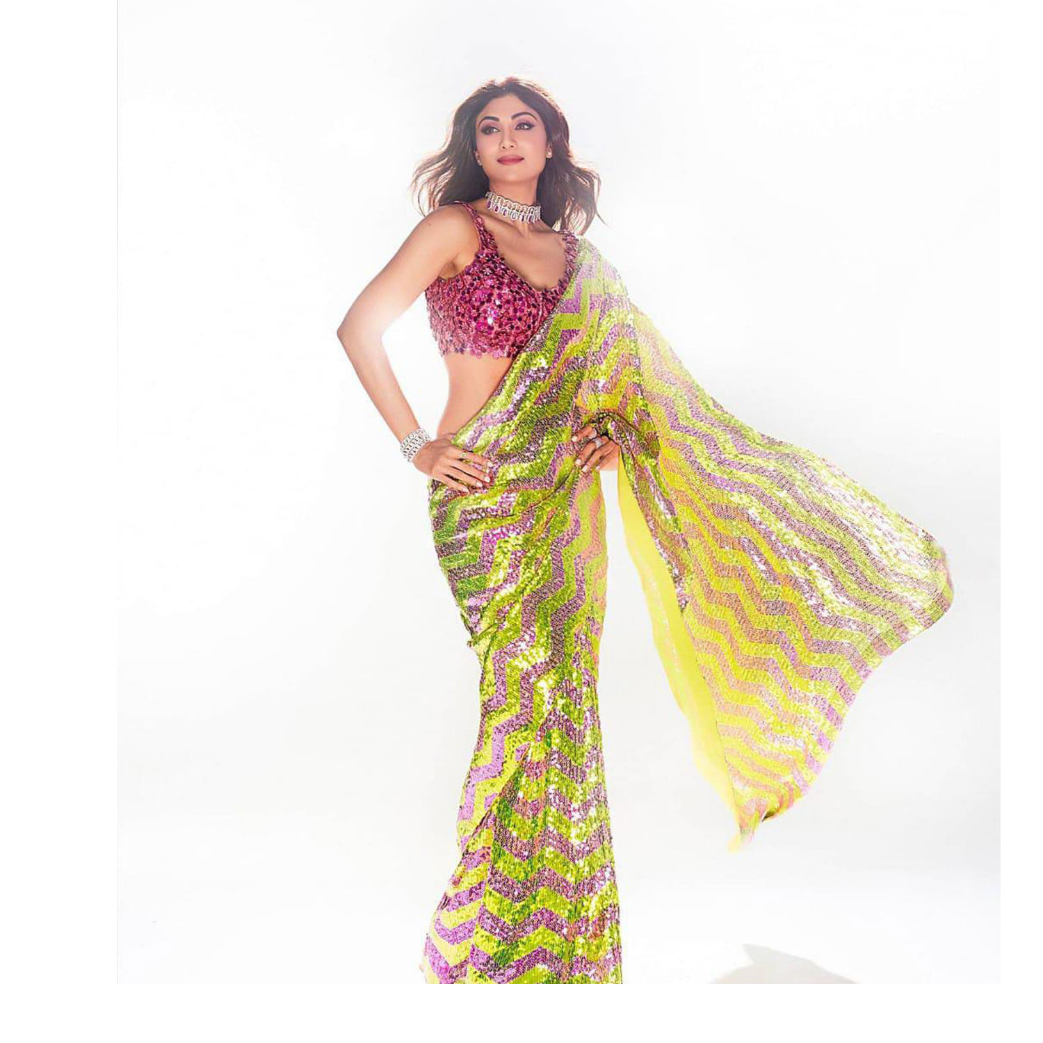 Women's Georgette With Digital Print & Seqance Saree |Double Stiched| Multicolor (Pack of 5)