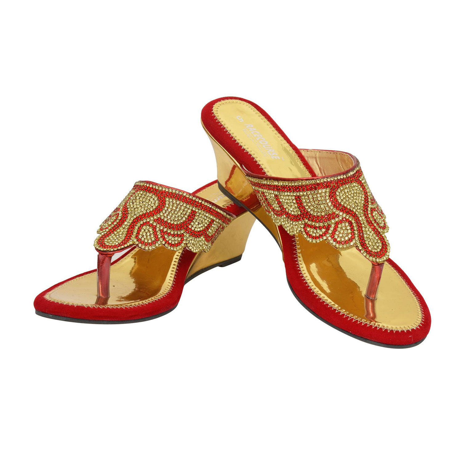 Racecourse Women's Titanic Heel Beige Sheet Ready Made Upper Taj Barmish With the Heel Height of 2.5 Inch 0022 Red(Pack of 6)
