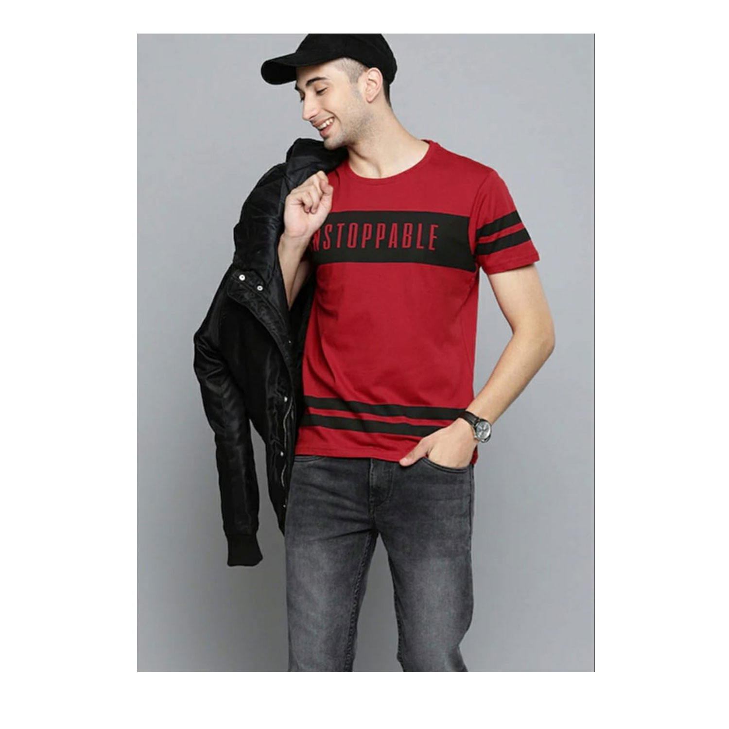 Men's Cotton Printed T-Shirt , Red | M,L,XL,XXL | (Pack Of 4)