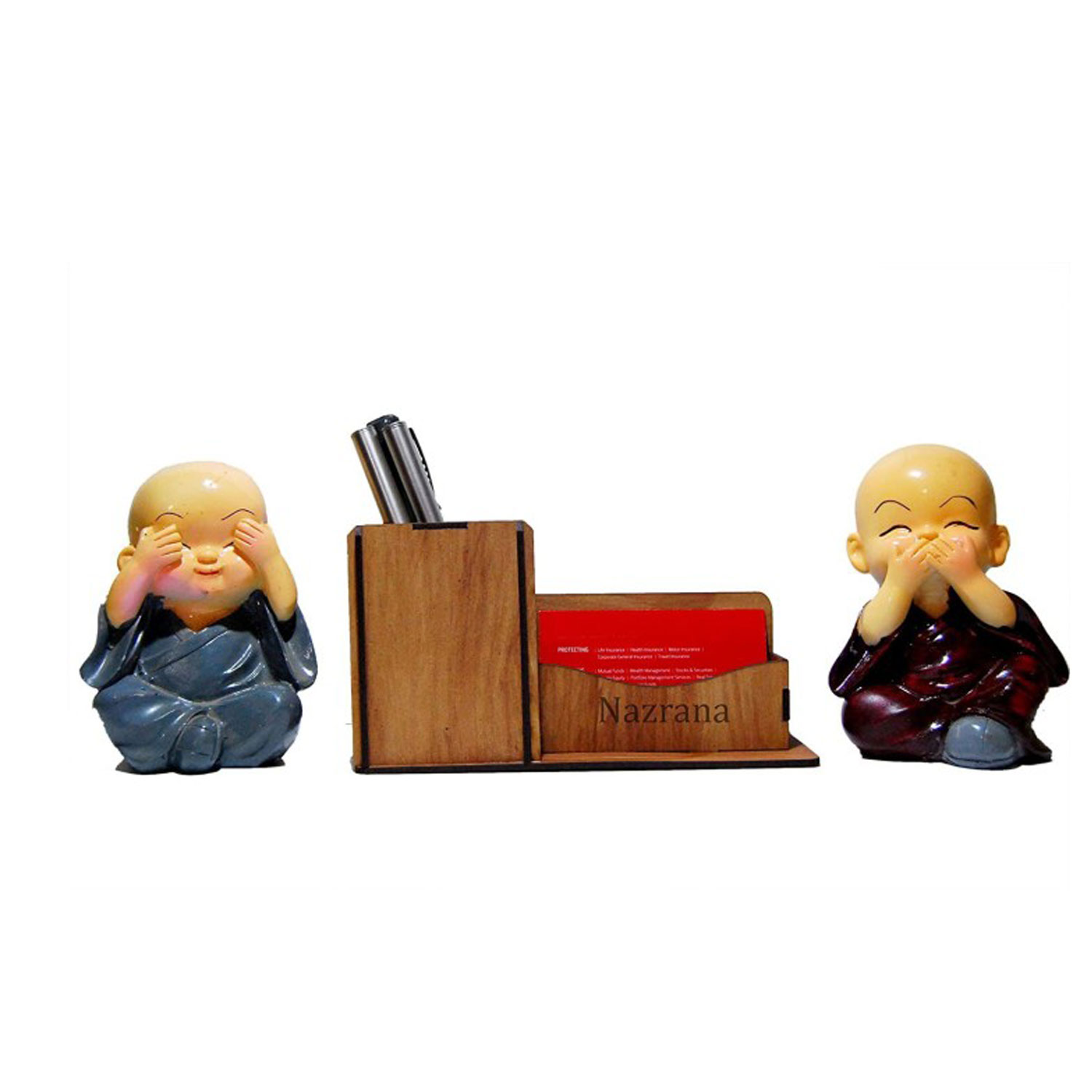 NAZRANA Wooden Pen/pencil Holder with 3 components